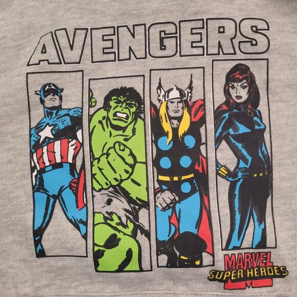 Marvel Avengers Kids Hoodie Sweatshirt Heroes Graphic Print Gray Size 4 - Picture 5 of 9